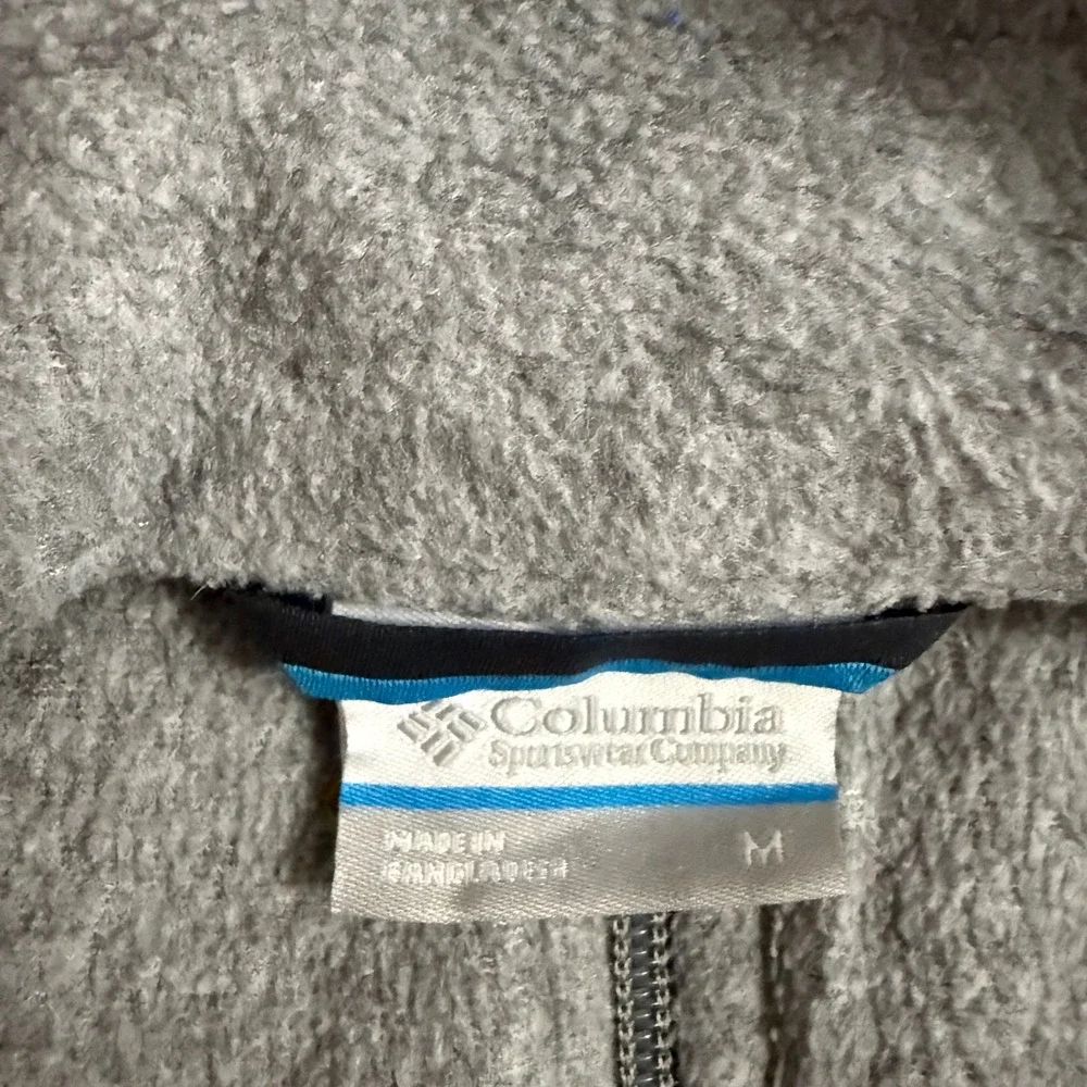 Columbia Mens Gray Full Zip Fleece Jacket Mock Neck Steens Mountain Medium